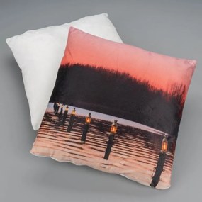 DIVERO Dekoratív párna LED szürkület 38 x 38 cm