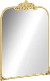 HOMCOM Fali Tükör 60 x 87cm Fém Kerettel Dekoratív Fali Tükör Fürdőszobai Tükör Hálószobába Fürdőszobába Nappaliba Arany | Aosom