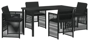 5 Darabos Kert Étlkező Szett Párnákkal Fekete Poly Rattan