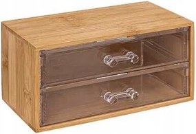 Bambusz Ékszerdoboz 2 Fiókkal, átlátszó