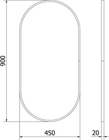Mexen Loft ovális fürdőszobai tükör 90 x 45 cm, fekete keret - 9851-090-045-000-70
