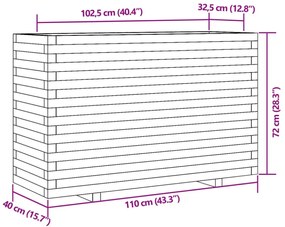 viaszbarna tömör fenyőfa kerti virágláda 110x40x72 cm