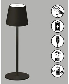 Fekete LED szabályozható-mozgásérzékelős asztali lámpa fém búrával (magasság 38 cm) Tropea – Fischer &amp; Honsel