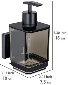 Fekete öntapadós műanyag szappanadagoló 340 ml Quadro – Wenko