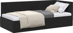 vidaXL Sarokágy keret fejtámlával Fekete 90 cm x 200 cm Bársony