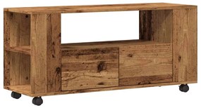 antik fa színű szerelt fa TV-szekrény kerekekkel 102x34,5x43 cm