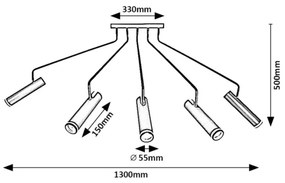Rabalux 73040 - Felületre szerelhető csillár SENOBIA 5xGU10/35W/230V