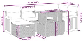 7 részes szürke polyrattan kerti ülőgarnitúra párnákkal