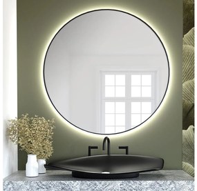 Baltica Design - LED tükör beépített világítással BRIGHT 15W/230V 4500K átm. 80 cm IP65 fekete