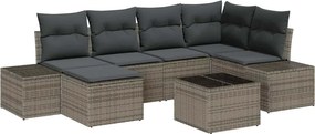 vidaXL Kerti Kanapé Szett párnával 7 pcs Szürke polirattan