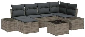 vidaXL Kerti Kanapé Szett párnával 7 pcs Szürke polirattan
