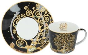Porcelán csésze aljjal - 230 ml - díszdobozban Klimt Életfa