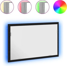 vidaXL fekete tölgy fürdőszoba tükör LED világítással 60x8,5x37 cm