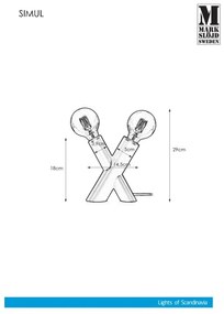 Markslöjd 108053 - Asztali lámpa SIMUL 1xE27/40W + 1xE14/40W/230V arany