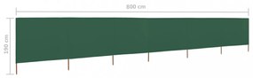 zöld szövet 6-paneles szélfogó 800 x 160 cm