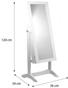 Brandy 03 Ékszerszekrény Tükörrel + Polcokkal 8119 Fehér N