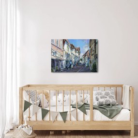 Kép - régi város sikátora, akril festmény (70x50 cm)