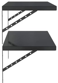 2 db fekete rozsdamentes acél fali polc 100 x 40 cm