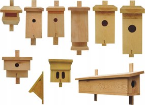 Fából készült Madárfészek Kerti Madárházak Nagy Szett 10 db-os