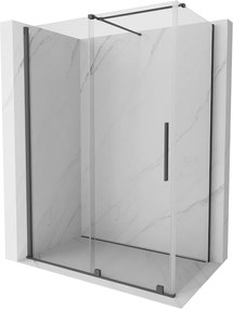 Mexen Velar, zuhanykabin tolóajtóval 130 (ajtó) x 75 (fal) cm, 8mm átlátszó üveg, grafitmatt, 871-130-075-01-66