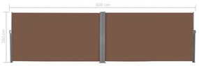 barna behúzható oldalsó napellenző 160 x 600 cm