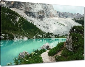 Vászonkép 100x70 Türkiz víz a hegyekben