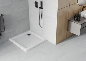 Mexen  Slim Akril masszív zuhanytálca    90 x 90 cm, fehér+szifon fekete - 40109090B Akril zuhanytálca