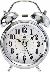 Ezüst Hangos Retro Ébresztőóra Perfect Csengőkkel PT254 Csendes Mechanizmus