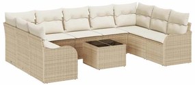 vidaXL Kerti Kanapé Szett párnával 10 pcs Bézs és fehér Poli rattan
