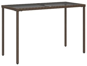 barna polyrattan üveglapos kerti asztal 115x54x74 cm