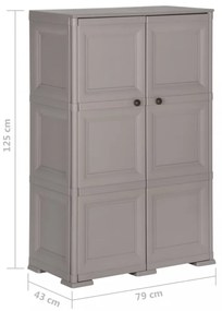 szürke fahatású műanyag szekrény 79 x 43 x 125 cm
