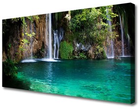 Vászonkép Lake vízesés Természet 125x50 cm