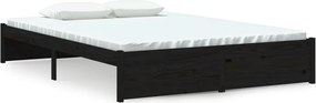 vidaXL fekete tömör fa ágykeret 140 x 190 cm