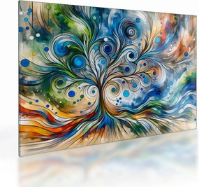 Üveg kép – Színes energikus fa (70x50 cm)
