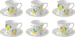 Porcelán csésze szett 100 ml 6+6 db citrom eszpresszó kávé