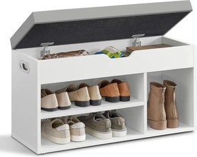 Cipőpad tárolóhellyel, Párnázott, Terhelhetőség 136 kg, 30 x 80 x 44 cm, fehér-szürke