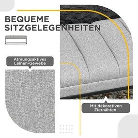 Ülőpad lenvászon hatású kárpitozott pad, 200 kg-ig terhelhető, acél, világosszürke,