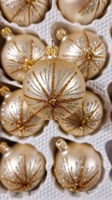 Karácsonyfadísz szett csillámos hópelyhekkel Arany 12 db
