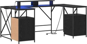 vidaXL Asztal fiókkal Fekete tölgy 182 x 101 x 87,5 cm Faanyag