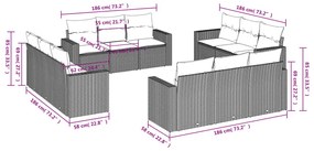 12 részes barna polyrattan kerti ülőgarnitúra párnákkal