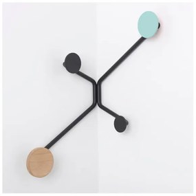 Hook fekete fali akasztó sarokba, mentazöld részletekkel - Gazzda