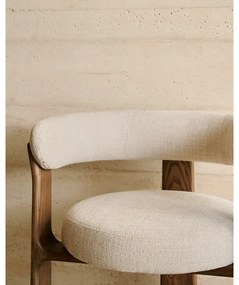 Barna-bézs kőrisfa karfás étkezőfotel Granite – Kave Home