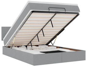 Ottomán ágy matraccal világosszürke 140x190 cm szövet