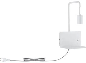 Paulmann 79812 - 1xE27/40W fali lámpatest polccal és USB-porttal CALVANI 230V fehér