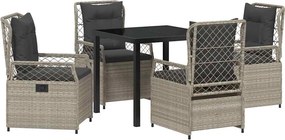vidaXL Kert étkező szett 5 pcs Világosszürke polirattan