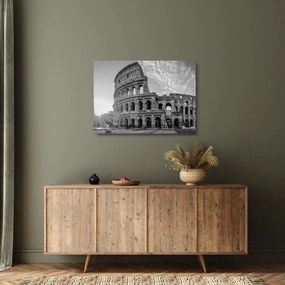 Üveg kép - Colosseum Rómában, fekete-fehér (70x50 cm)