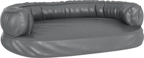 vidaXL szürke ergonomikus műbőr kutyaágy 75 x 53 cm