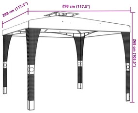 antracitszürke acél dupla tetős pavilon 2,98 x 2,98 m