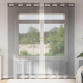 2 db sötétszürke fátyolfüggönyök rojtokkal 140x225 cm