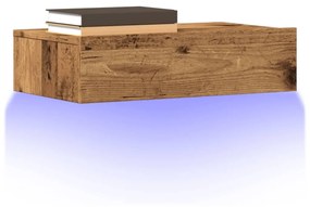 antik fa színű TV-szekrény LED-lámpákkal 60x35x15,5 cm
